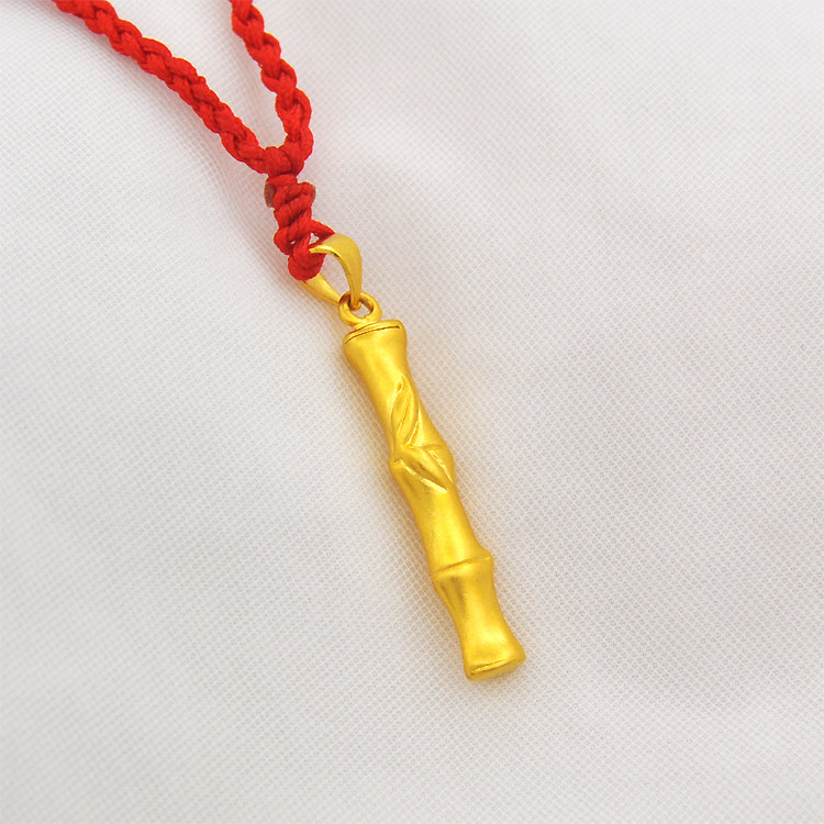 25克镀24k黄金实心节节高竹节吊坠男女款越南沙金送红绳久不掉色
