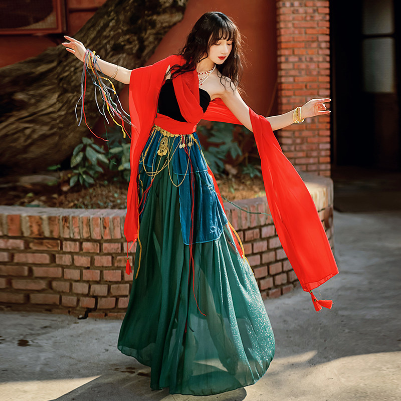 敦煌飞天演出服沙漠裙子异域风情服装舞姬新疆西域古典舞蹈服飘逸