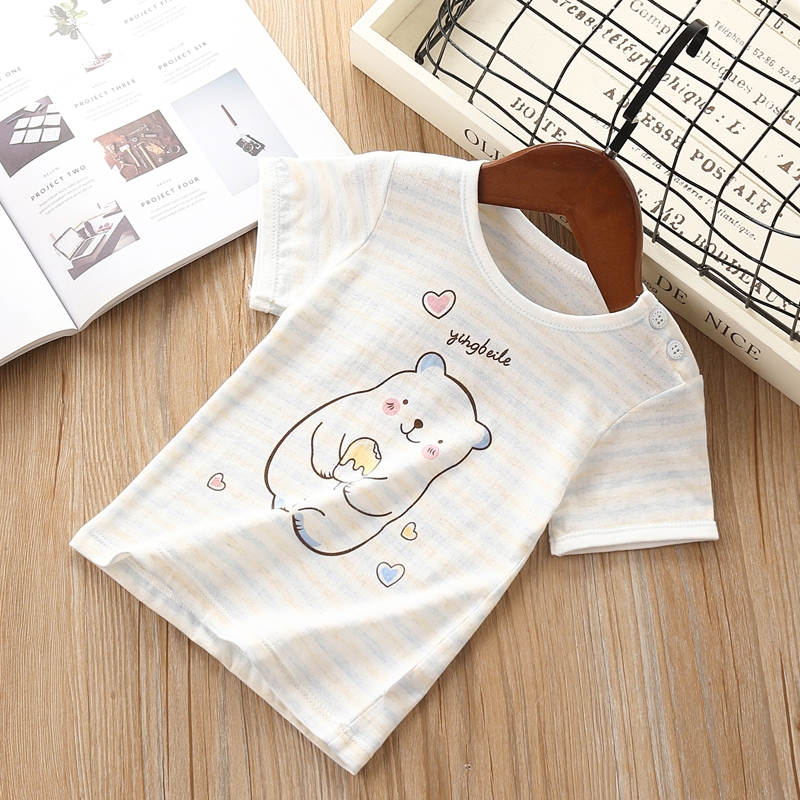 男婴t恤夏婴儿条纹短袖开肩上衣女宝宝竹纤维超薄款透气半袖夏装在类目 童装/婴儿装/亲子装, T恤中 - 来自Buy2taobao.com提供专业的淘宝代购服务