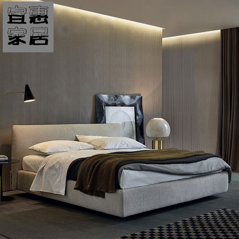 北欧布艺床可拆洗布床小户型简约现代1.5米1.8米双人床储物软体床