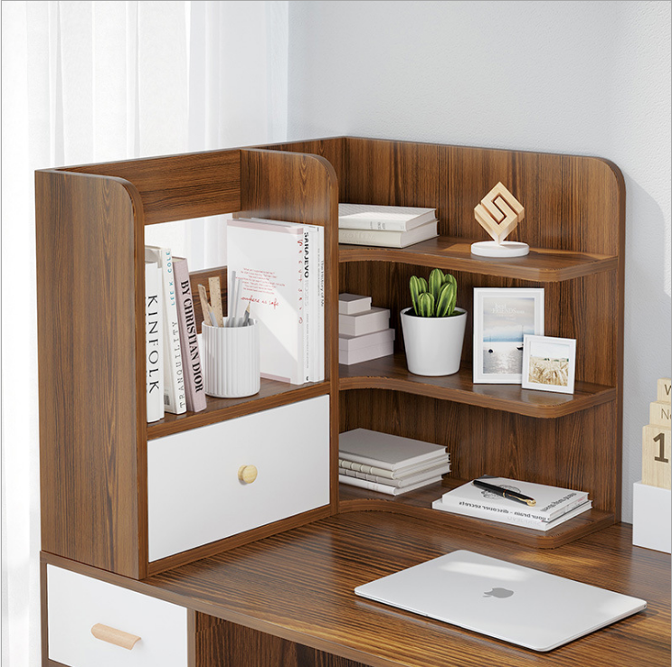 简约转角书架桌面木质收纳学生桌上置物架简易经济型书桌小书架子