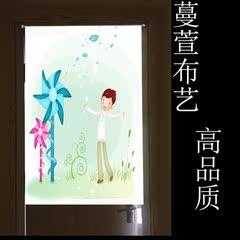 温馨卡通人物创意装饰帘定制个性玄关隔断新品加厚仿棉麻门帘布艺