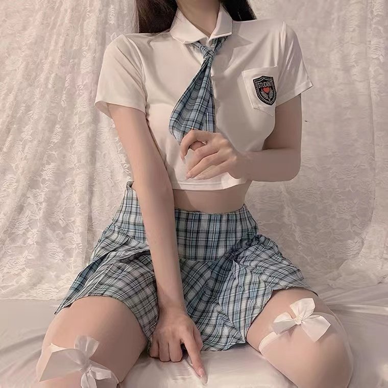 情趣制服性感角色扮演_性感jk制服诱惑情趣内衣女清纯露腰格子短裙