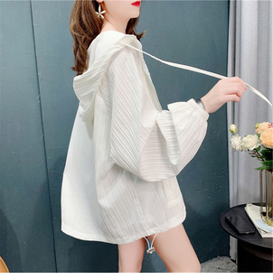 夏季新款白色防晒衫女韩版慵懒大码宽松薄款孕妇外套遮肉上衣女潮