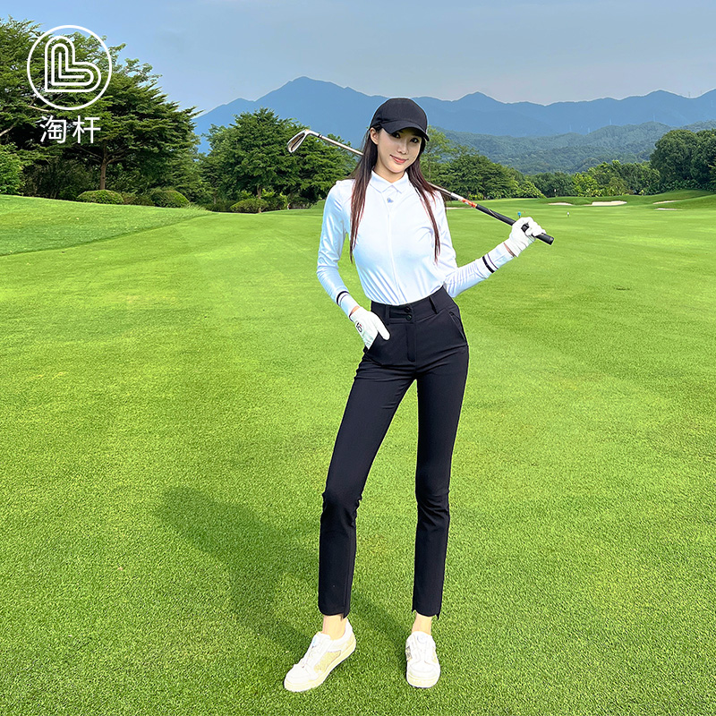LG高尔夫女士服装春夏长袖t恤高尔夫女装新款高腰修身显瘦长裤薄