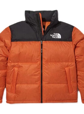 the north face北面刺绣拉链立领羽绒服韩版情侣款暴力橙nj1dn75d