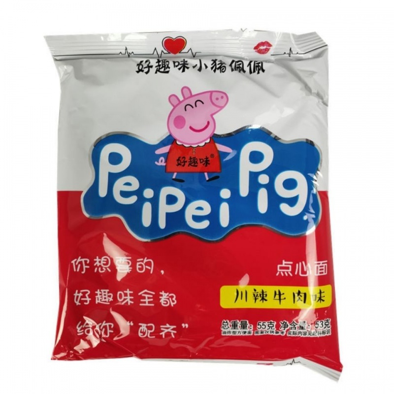 好趣味小猪佩佩点心面小猪佩奇干吃面整箱网红方便面零食干脆面