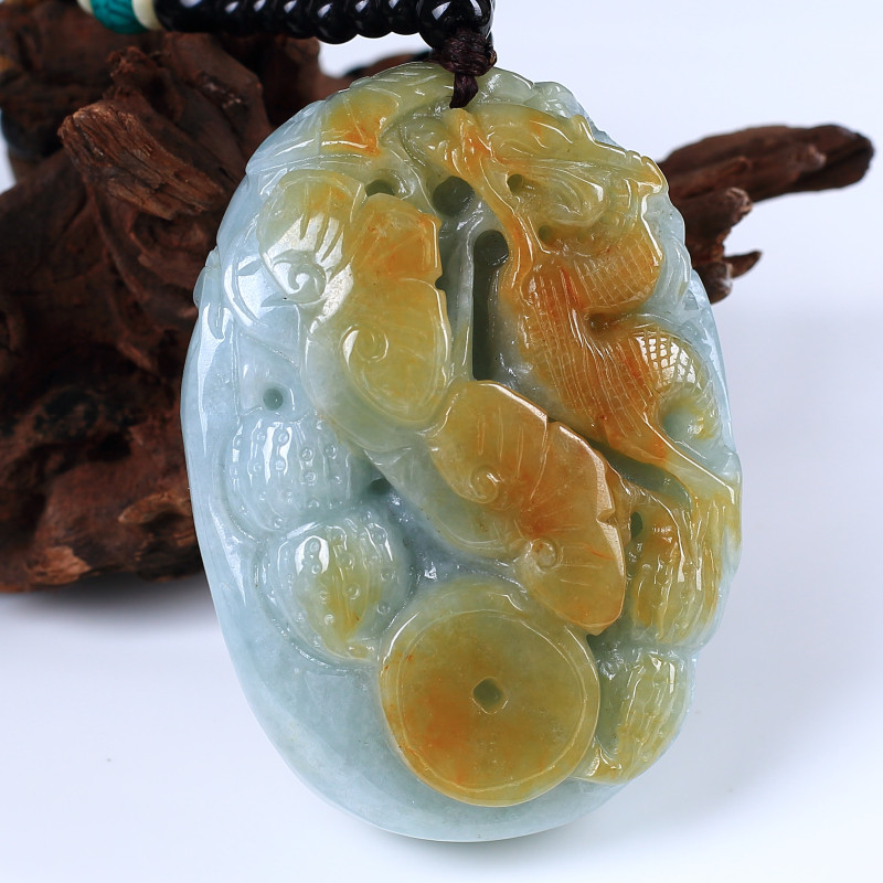 远东翡翠 冰糯种翡翠黄皮生意兴隆手把件0.34kg