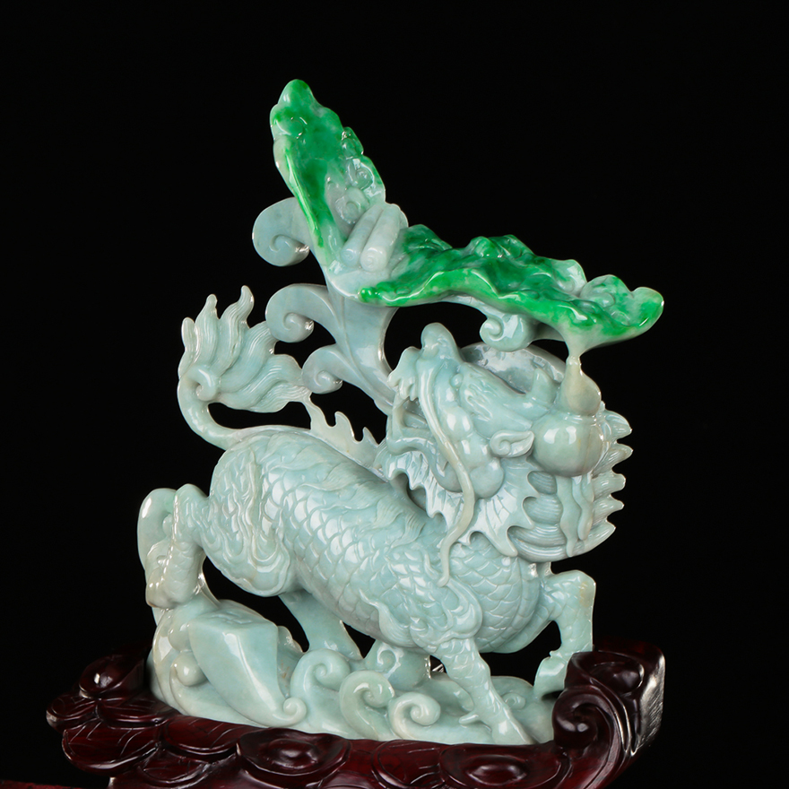 【源头好货-四会】天然a货翡翠飘阳绿貔貅摆件一对5.34千克