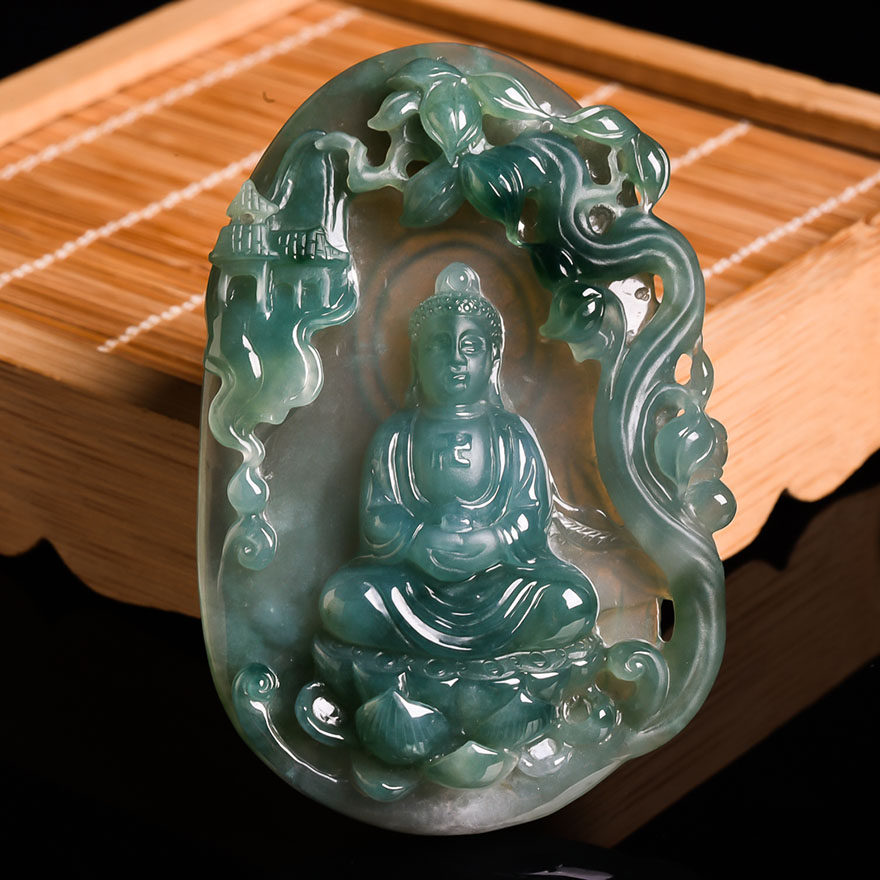 【源头好货-四会】天然a货翡翠如来佛吊坠57.15克