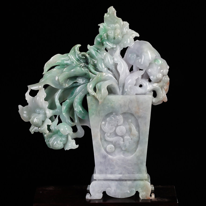 【源头好货-四会】天然a货翡翠花瓶摆件1.50千克