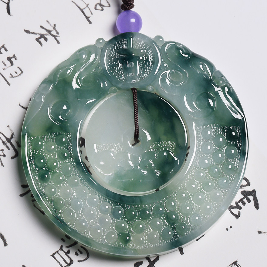 【源头好货-四会】飘花a货翡翠时来运转吊坠37.70克