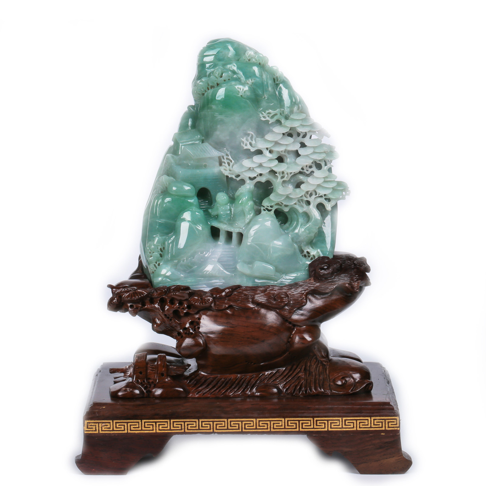 【源头好货-四会】天然a货翡翠飘阳绿山水摆件1.72千克