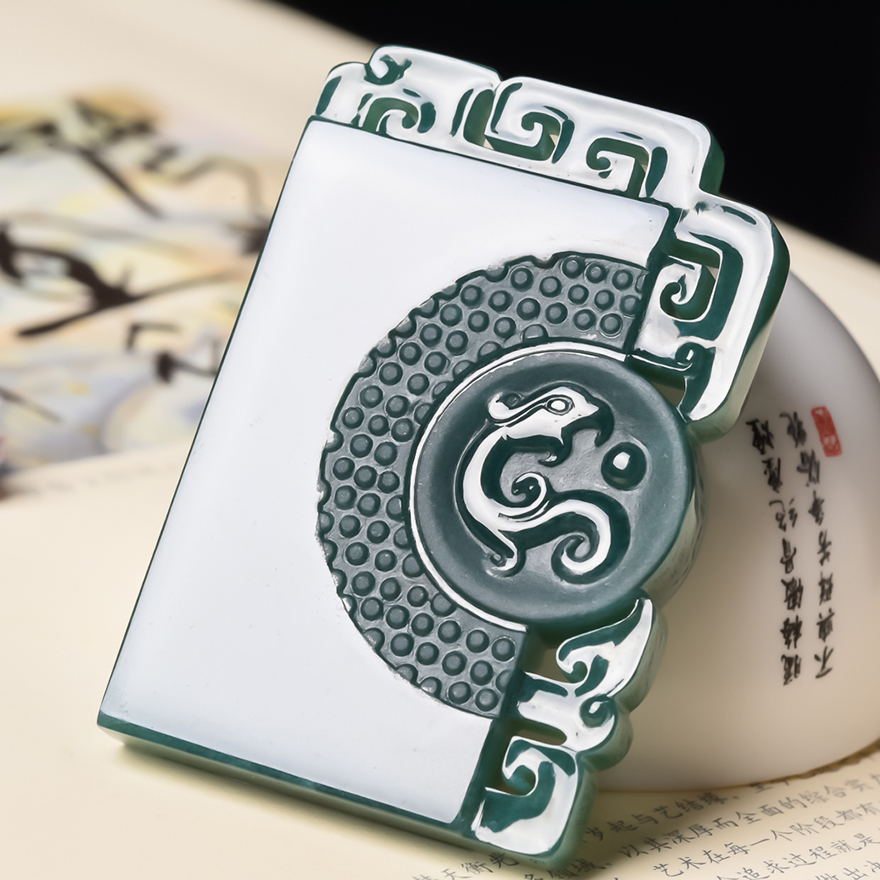 【源头好货-四会】天然a货翡翠仿古凤牌吊坠40.32克