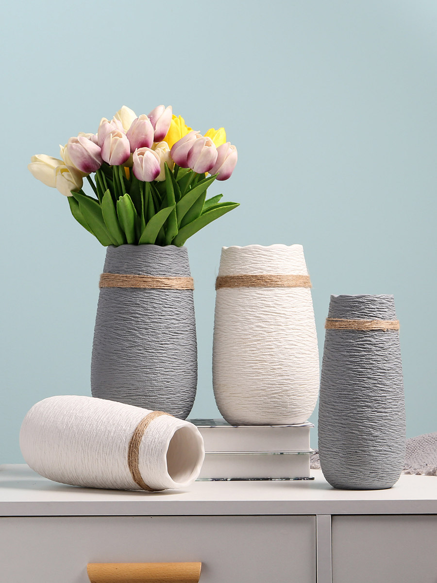 现代简约花瓶摆件客厅插花干花北欧创意家居装饰品电视柜陶瓷摆设