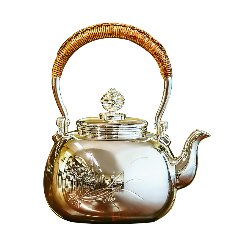 【空谷幽兰】潘德月大师监制 银壶足银999纯手工煮水