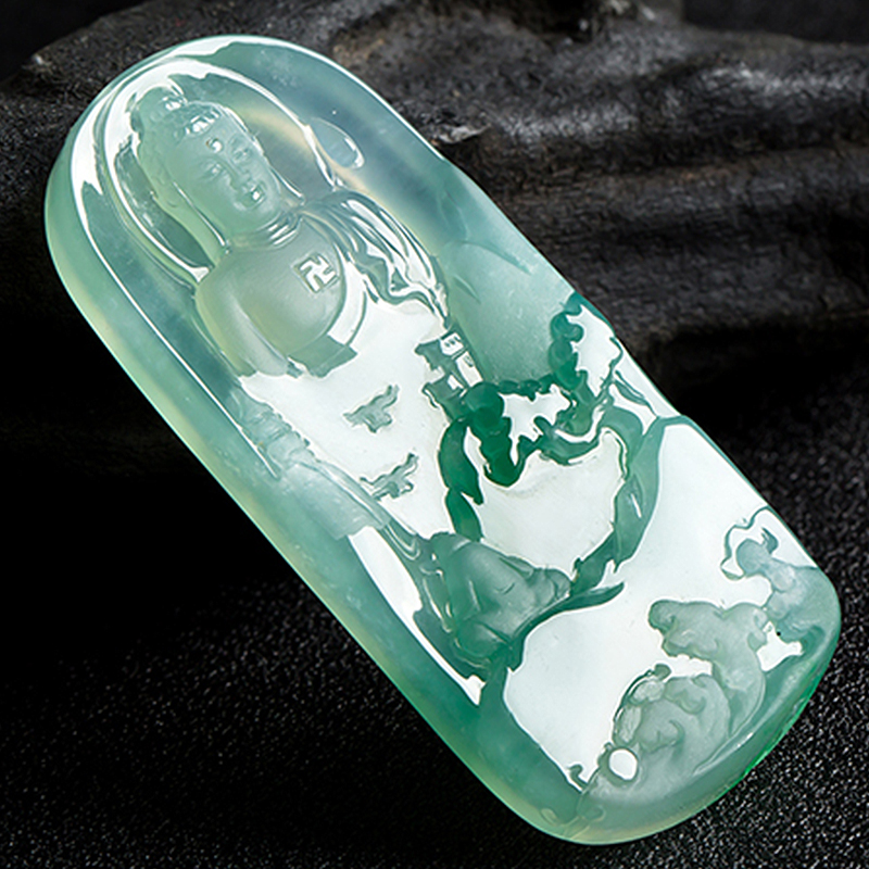 【源头好货-四会】得玉旺翡翠 冰糯种飘绿悟道 25.9g