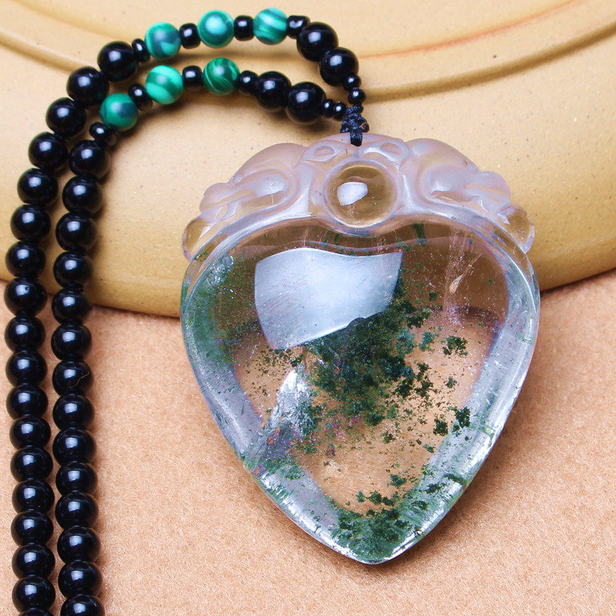 裸坠36.90克 巴西天然绿幽灵水晶吊坠