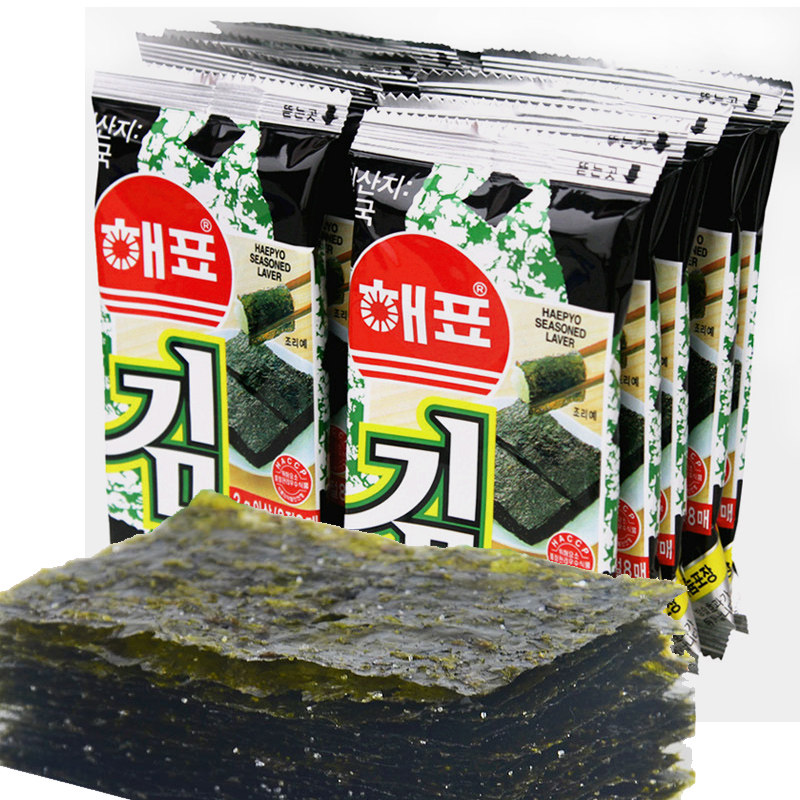 韩国进口海飘芥末味/原味海苔2g*8包 海牌即食寿司海苔片零食品