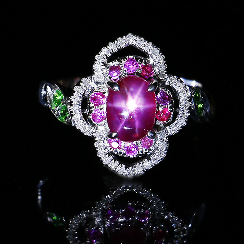 1.85ct 奢华唯美星光红宝石戒指 星线清晰漂亮