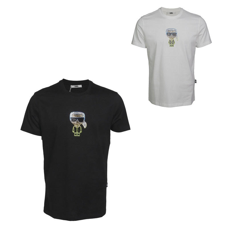 karl 卡尔老佛爷 21春夏 彩色烫钻潮流男士纯棉修身薄圆领短袖t恤