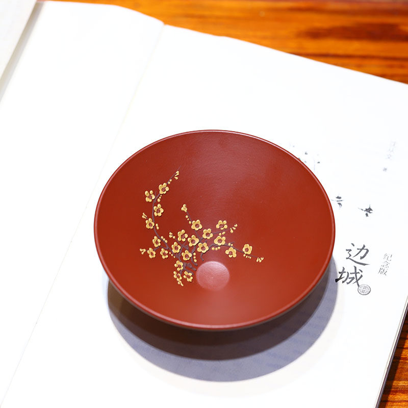 指间陶艺 收藏级宜兴紫砂泥绘杯 名家品茗杯夏学良莲生茶盏主人杯