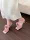 新中式仙女风尖头单鞋2024年新款法式配裙子高跟鞋粉色包头凉鞋女