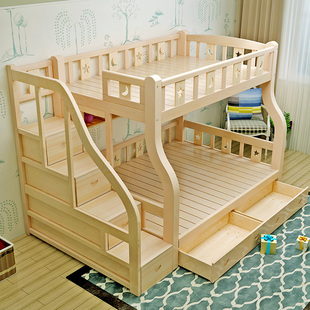 实木高低床儿童床上下床双层床子母床上下铺床多功能床组合母子床