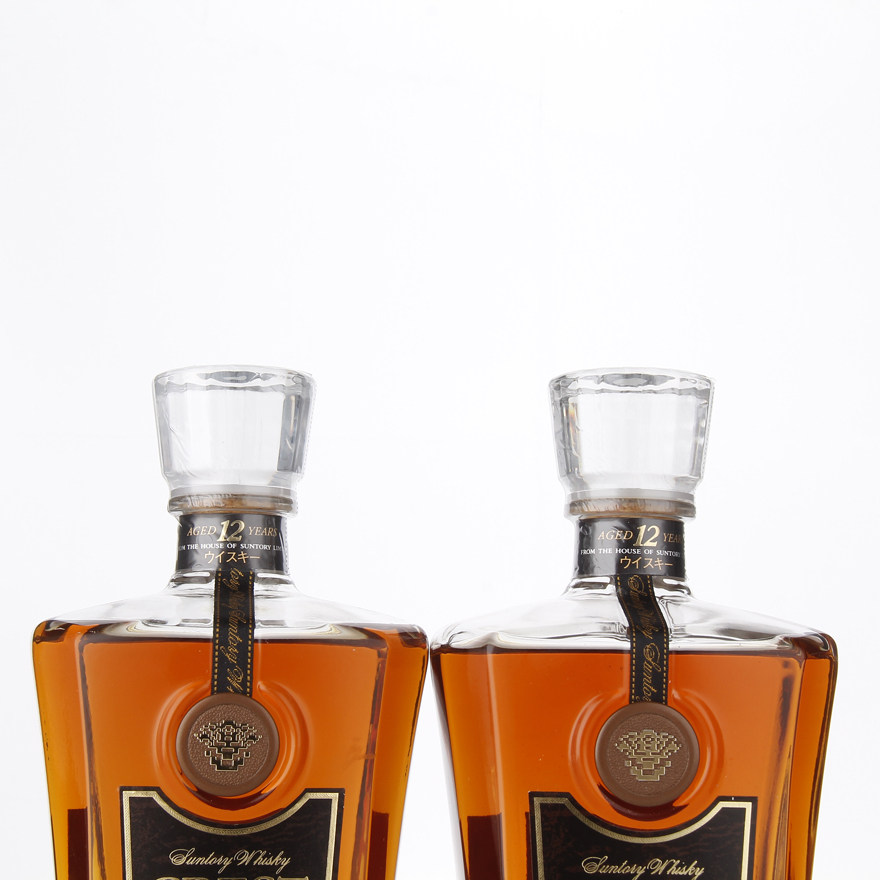 69. 2瓶 约90年代 三得利 crest12年调和威士忌 700ml*2 43度