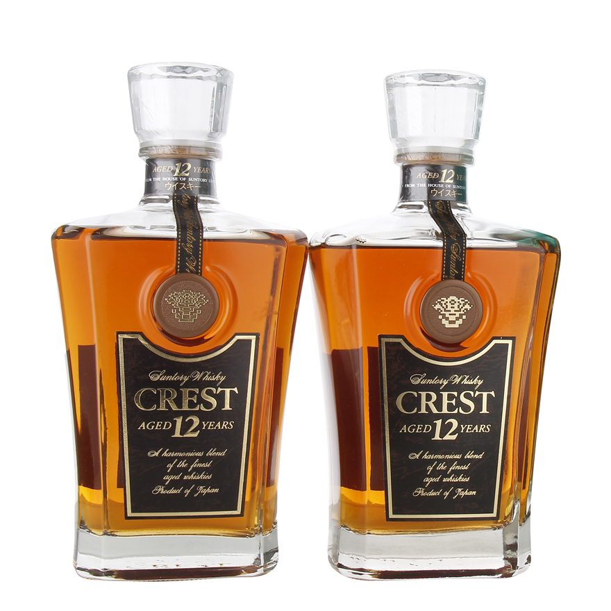 69. 2瓶 约90年代 三得利 crest12年调和威士忌 700ml*2 43度