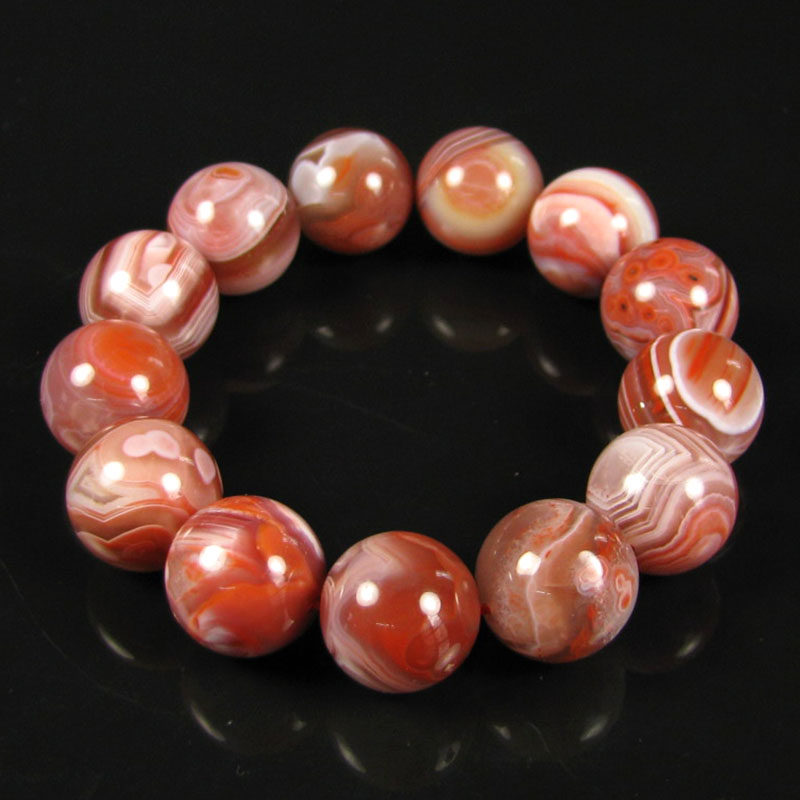 82.65克 红白缠丝料南红玛瑙 圆珠手链