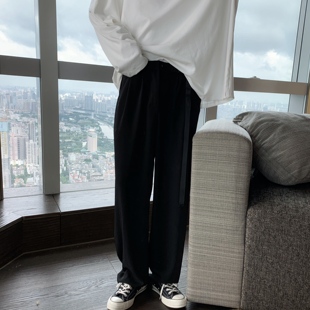 短句先生自制阔腿垂感西装裤男夏季韩版潮流直筒长裤宽松休闲裤子
