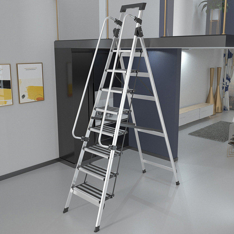 百佳宜梯子家用折叠人字梯铝合金加厚爬梯室内五七八步扶手阁楼梯