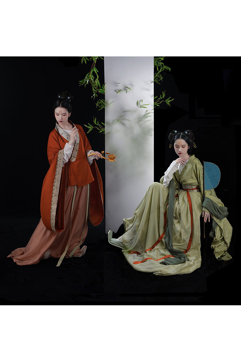 【上遥居】橘绿 南北朝原创汉服女春夏款大袖襦破裙绿色白色圆领