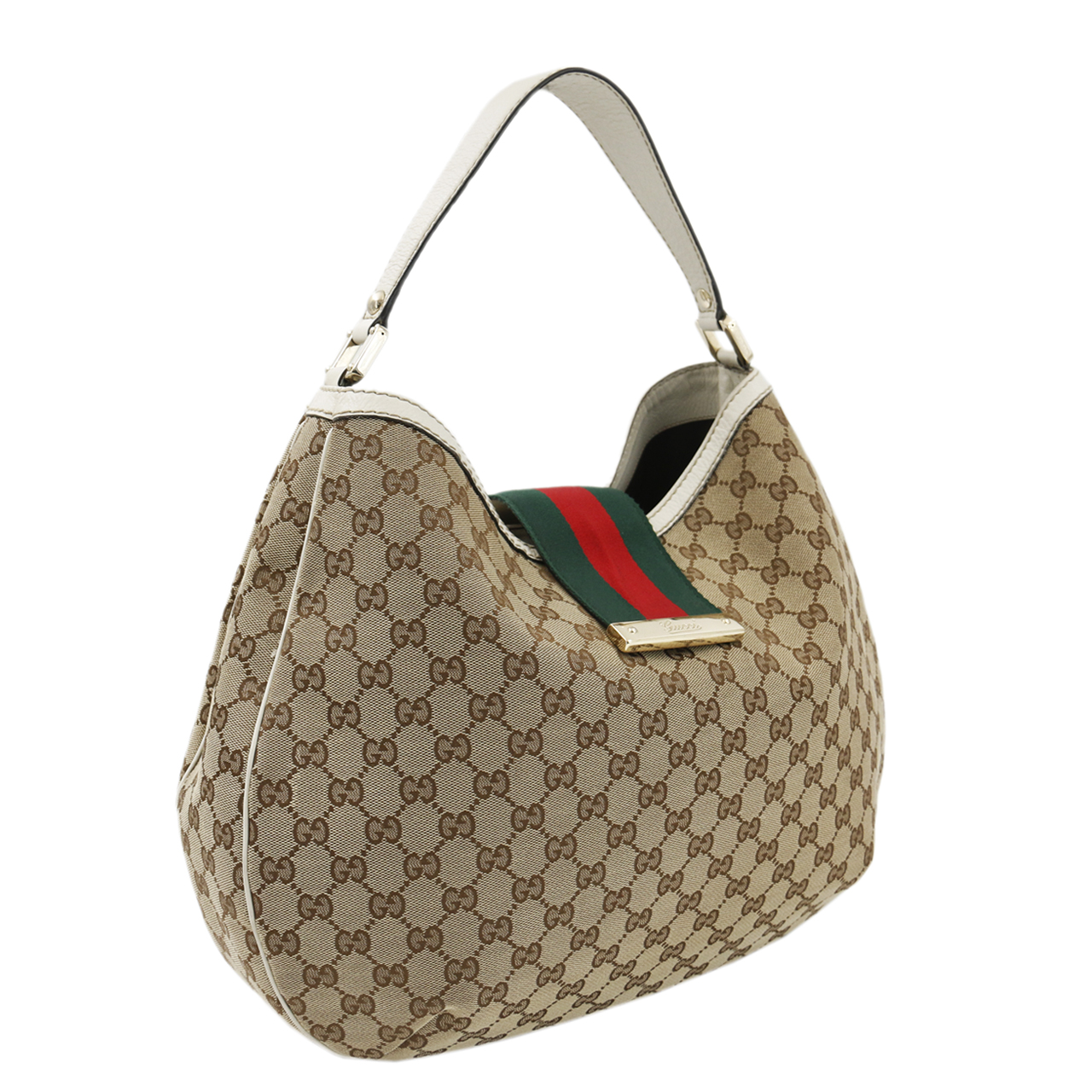 [9.0新]古驰gucci女士手提包红绿条纹经典gg纹帆布手提包