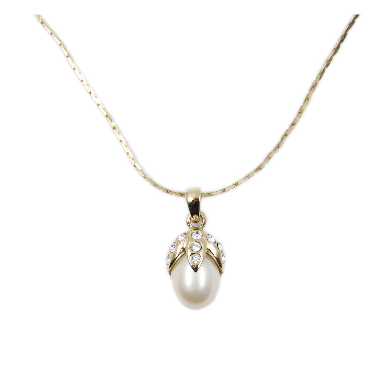 [9.8新]圣罗兰ysl女士项链金色合金镶水钻仿珍珠锁骨链