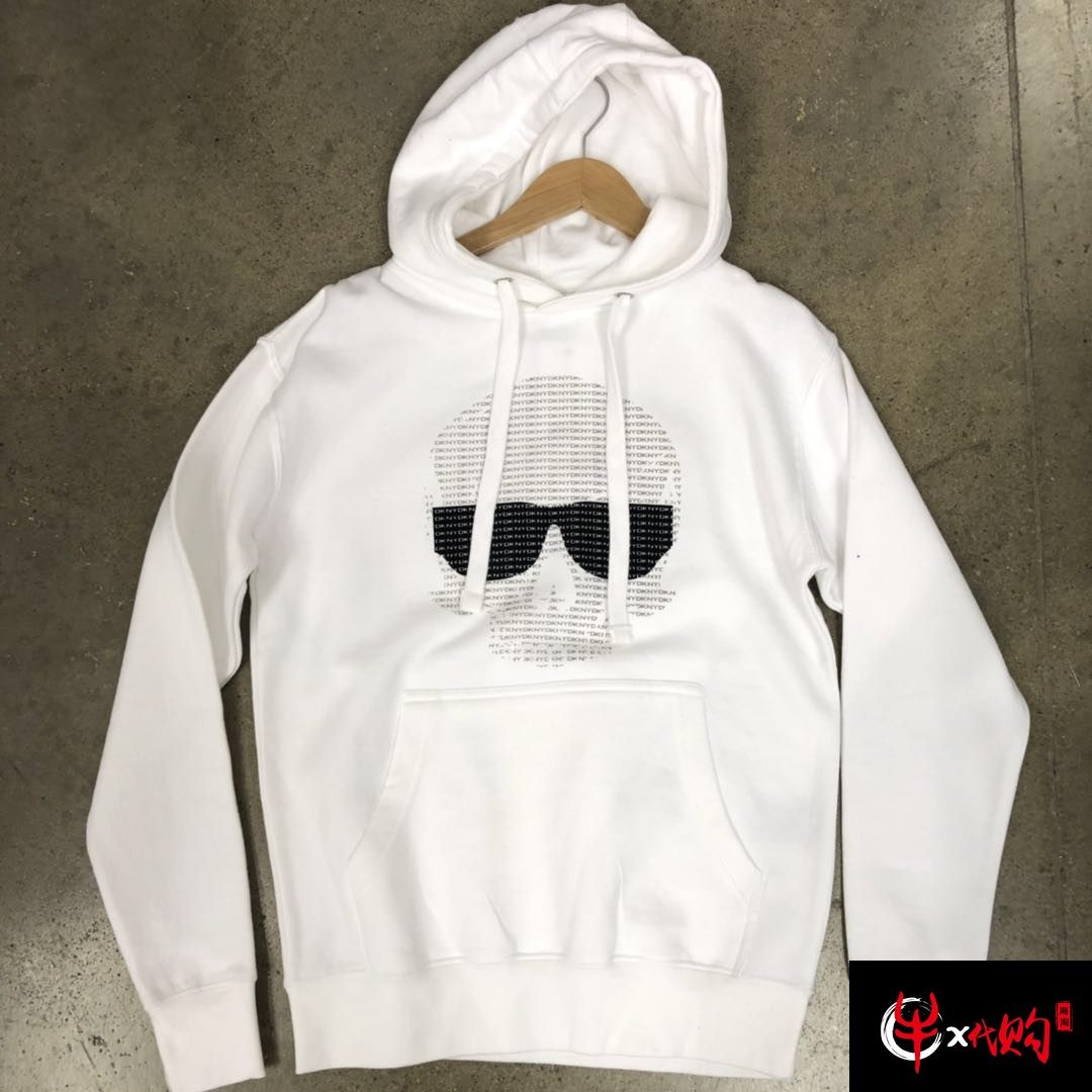 正品dkny唐可娜儿秋冬经典款男士骷髅头个性连帽套头加绒卫衣外套