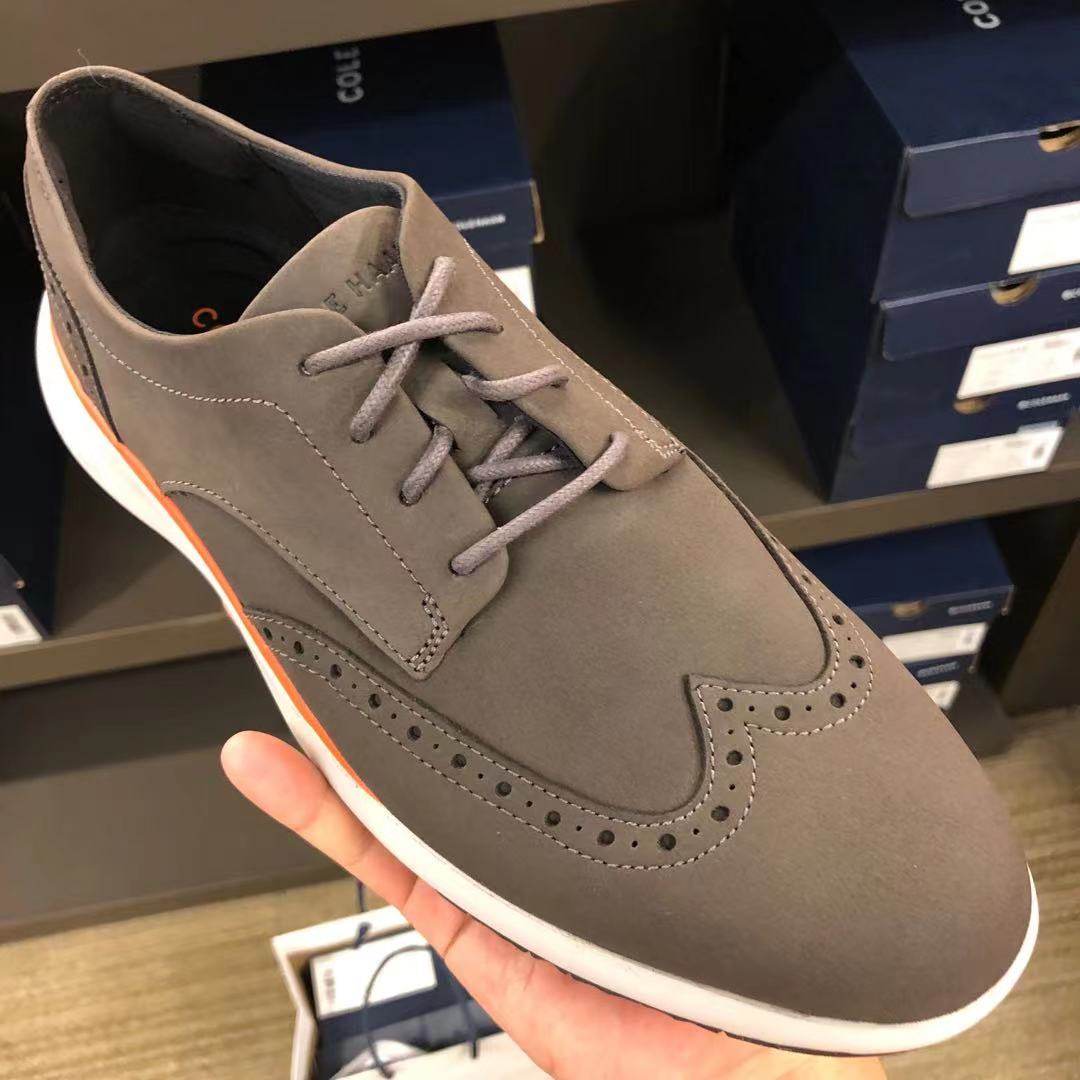 (今日9.3折)正品cole haan可汗男士新款圆头板鞋真皮休闲鞋超轻透气舒