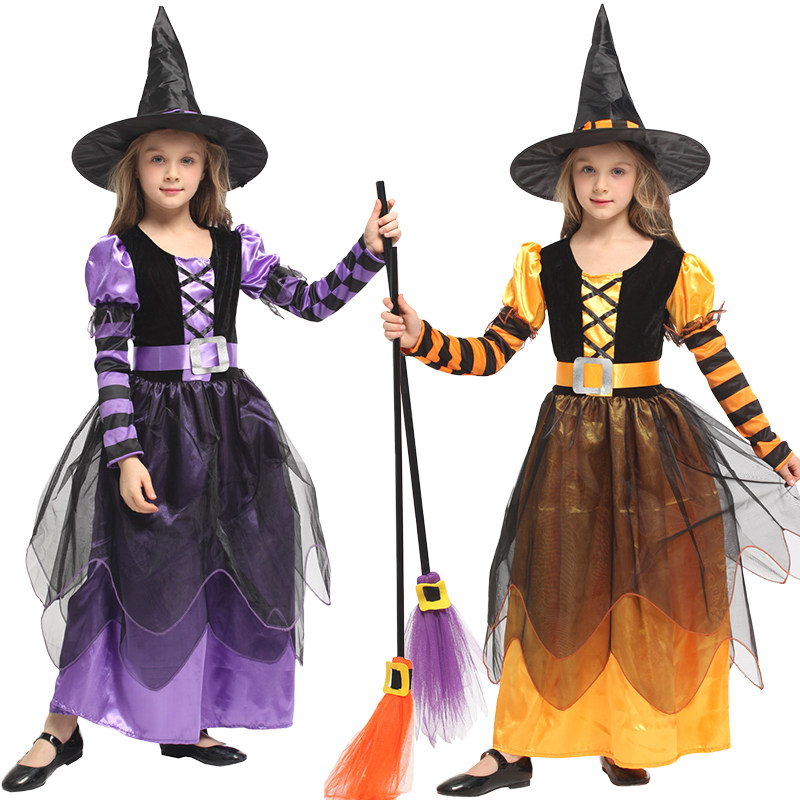 万圣节儿童演出服装圣诞节幼儿化妆舞会巫婆表演服女巫套装公主裙
