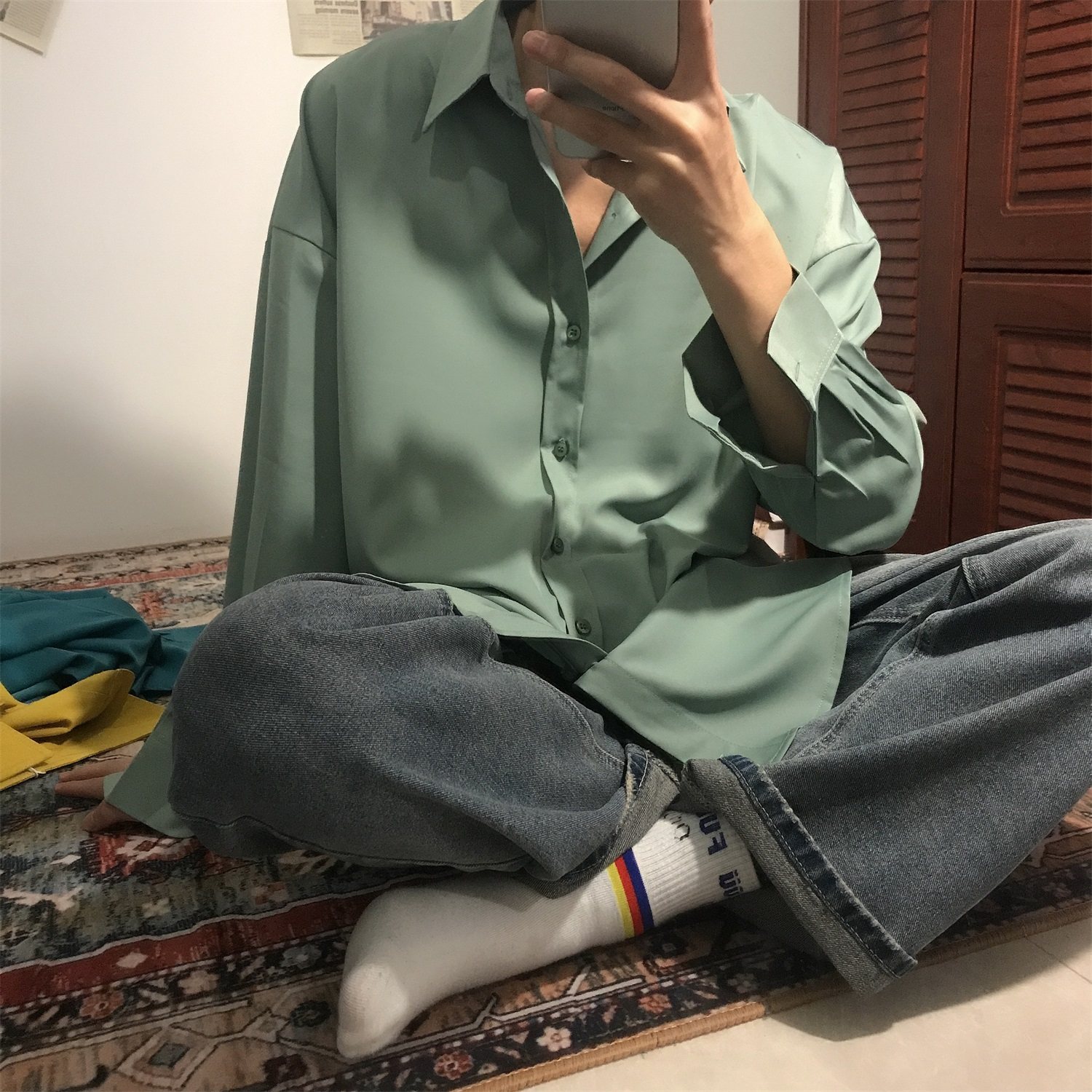 冰丝男士条纹衬衫男长袖韩版修身弹力衬衣男寸衫商务休闲正装免烫