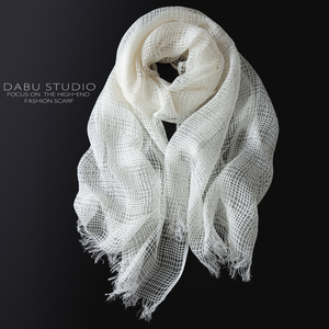 欧美乳白色真丝丝巾围巾披肩两用桑蚕丝格子丝巾春夏秋季沙滩巾女