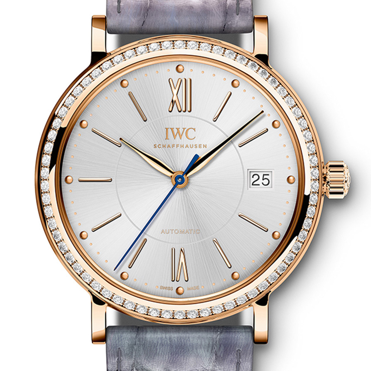 [9.9新]万国/iwc自动机械女表铂涛菲诺系列日期玫瑰金镶钻