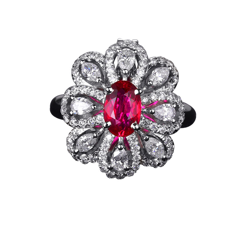 0.98克拉grs国际证书无烧vividred红宝石双用足反钻石