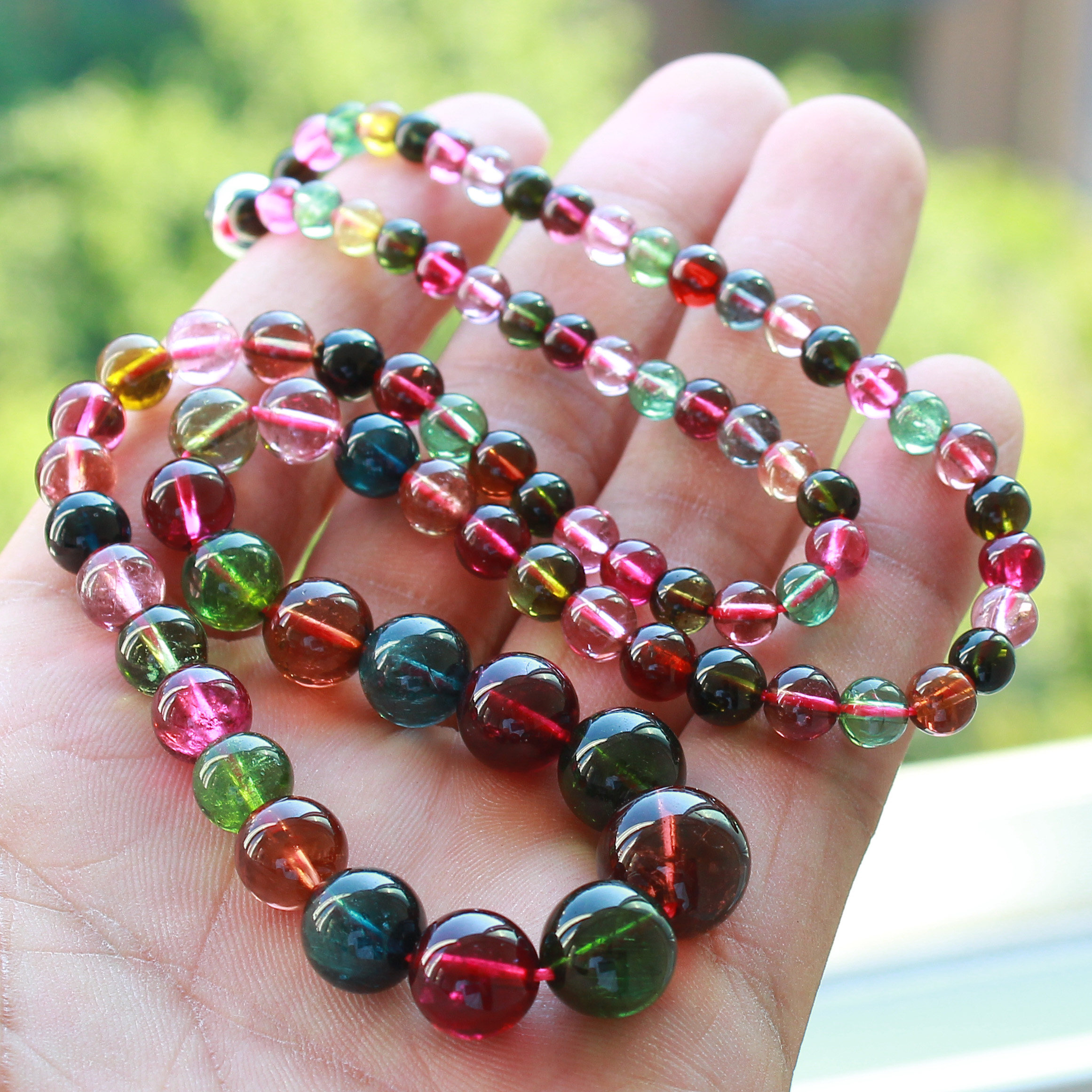 40.67克 玻璃体老料巴西多彩碧玺项链aaaa2