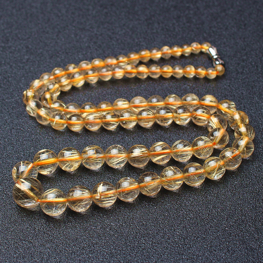 33.65克 4-10mm 天然金发晶女款水晶项链