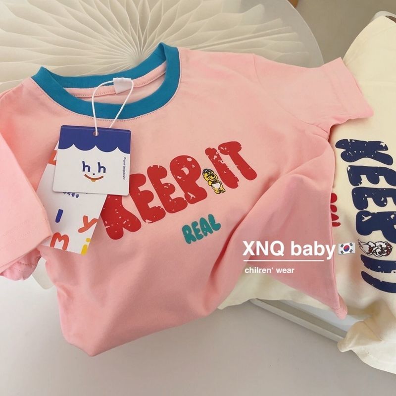 100%纯棉儿童短袖t恤夏季2024韩版新款可爱洋气男女童宝宝上衣潮