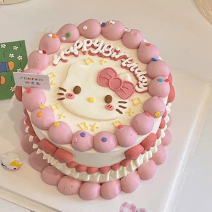 网红蛋糕装饰KT猫软胶摆件小猫咪happybirthday生日烘焙装扮插件