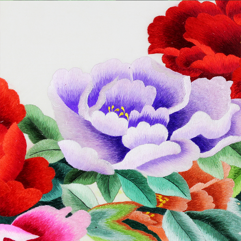 国家非遗 文化礼品 客厅书房装饰画 纯手工刺绣【花开富贵】
