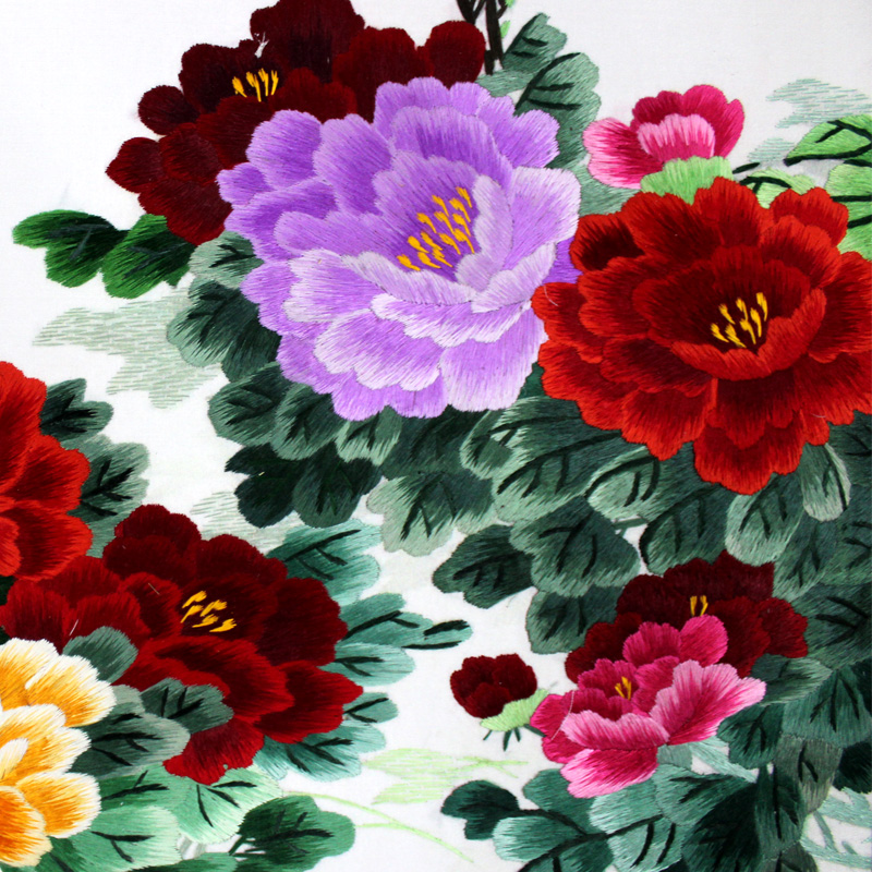 手工刺绣精品花开富贵 开封汴绣装饰画牡丹图 特色工艺品礼品