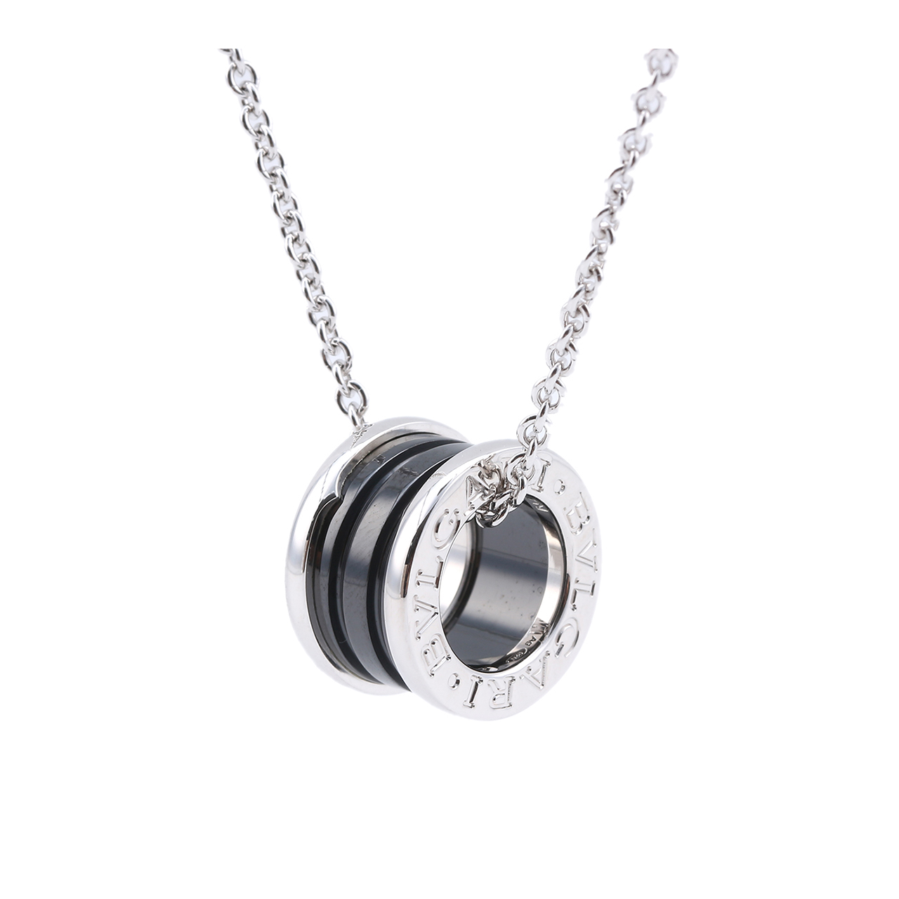 [9.9新]未使用宝格丽bvlgari925银 黑陶瓷慈善款中性项链a876